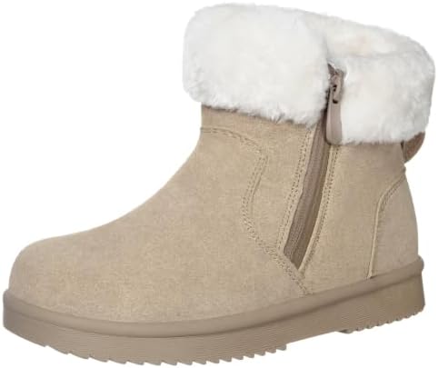 Hsyooes Snow Boots for Women Suede Leather Winter Boots Warm