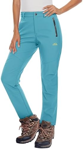 MAGCOMSEN Women's Fleece Lined Waterproof Insulated Snow Ski Pants Winter Warm Hiking Pants Outdoor Softshell