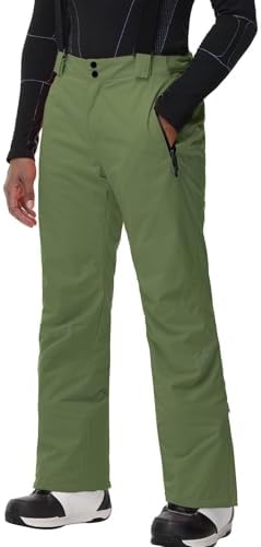 Men's Insulated Snow Pants Waterproof Ski Pant for Winter Hiking Bottom Leg Zipper Outdoor Pants Zipper Pockets