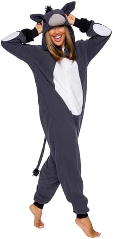 Funziez! Slim Fit Adult Onesie - Animal Costume - Plush Unisex Halloween One Piece Cosplay Suit for Women and Men