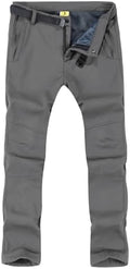 TBMPOY Men's Snow Ski Hiking Pants Waterproof Winter Fleece Lined Pants Camping Skiing Ice Fishing Pants with Belt