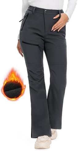 Hiauspor Women's Snow Ski Pants：Fleece Lined Water Resistant Warm Flare