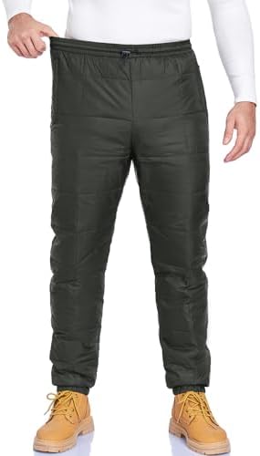 Men's Snow Ski Pants Winter Warm Down Pants Insulated Puffer Trousers