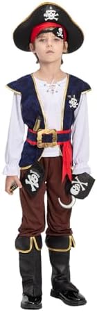 14pcs Pirate Costume for Boys and Girls with Accessories Halloween Costumes Gifts