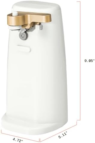 New B'eautiful Easy-Prep Electric Can Opener with 70-watt motor effectively, Auto-turn & One-Touch Operation Built-in knife sharpener and bottle opener by D'rew Barry'more (White Icing)