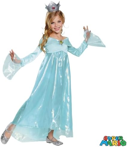 Disguise Super Mario Bros Rosalina Costume, Official Nintendo Halloween Dress Up Outfit with Crown