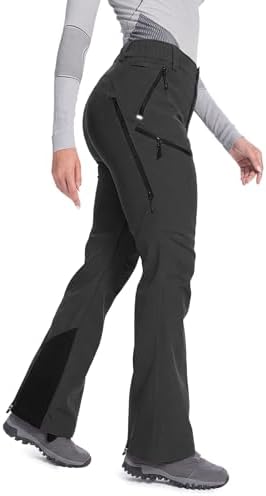 Moosehill Women's Snow Pants Flared: Zipper Mesh Vents Water Resistant