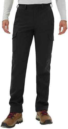 Pioneer Camp Men's Snow Ski Pants Waterproof Fleece Lined Outdoor Softshell Insulated Cargo Hiking Winter Pants Snowboard