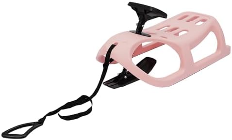 Snow Sled for Kids Single Rider Snow Rush Sledge Toboggan Sled with Steering Wheel and Pull Rope 220Lbs Capacity Outdoor Toddler Sled Winter Sleigh for Snowy Hills, Ski Resorts