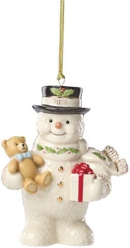 Lenox 2026 Snowman with Teddy Bear Ornament