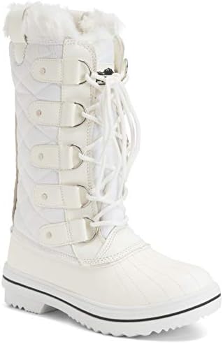 POLAR Womens Snow Boot Nylon Tall Winter Fur Lined Snow Warm Waterproof Rain Boot