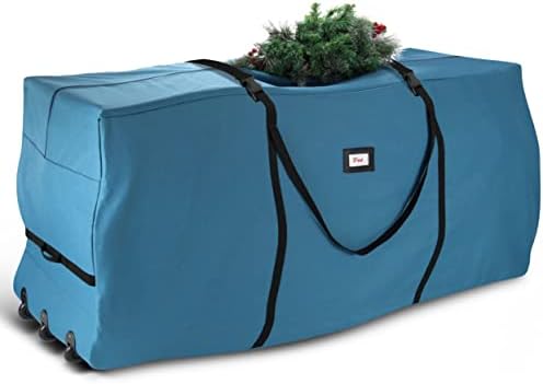 Hearth & Harbor 9 ft Rolling Christmas Tree Storage Bag - Artificial Christmas Tree Bag with Reinforced Handles, Dual Zipper, Wide Opening and Wheels - Storage Container for Trees and Decorations