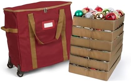 Covermates Rolling Adjustable Ornament Storage Bag, 19.25"W x 13"D x 18.5"H