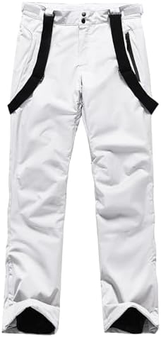 Men's Insulated Snow Pants Waterproof Ski Pant for Winter Hiking Bottom Leg Zipper Outdoor Pants Zipper Pockets