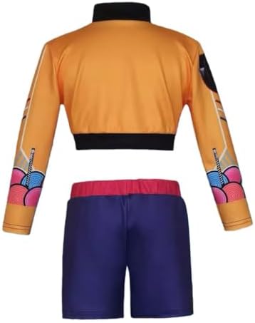 Girls Halloween Costume, Black and Yellow Polyester Top and Pants Set for Cosplay