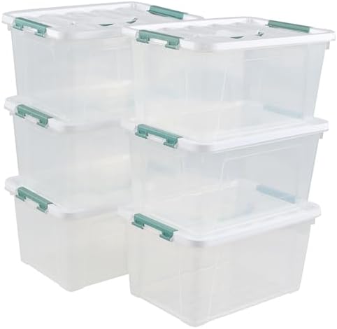 6-Pack Clear Latch Storage Box, 14 L Plastic Storage Bin
