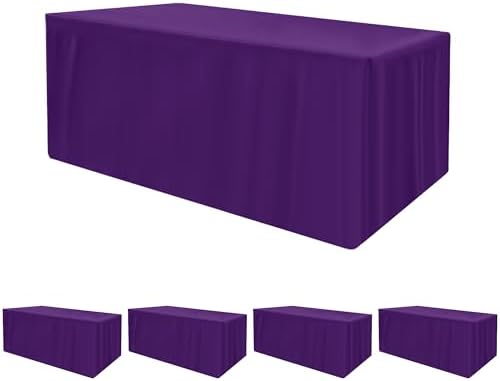 HolidayIdeas 4-Pack 6ft Purple Rectangle Craft Shows Fitted Tablecloth