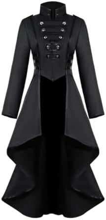 AI'MOURI Gothic Tailcoat Halloween Costumes for Women, Medieval Irregular Hem Steampunk Corset Victorian Tailcoat Jacket