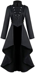 AI'MOURI Gothic Tailcoat Halloween Costumes for Women, Medieval Irregular Hem Steampunk Corset Victorian Tailcoat Jacket