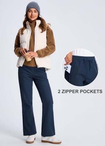 Libin Women's Fleece Lined Pants Hiking Snow Ski Water Resistant Flared Leg
