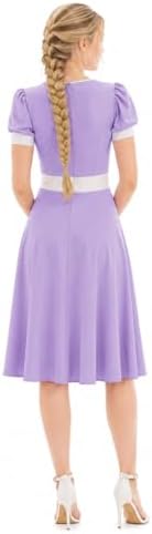 Rapunzel Costume Women Printed Purple Princess Dress Puff Sleeves Twirl Skirt Gown Halloween Cosplay Party Dress