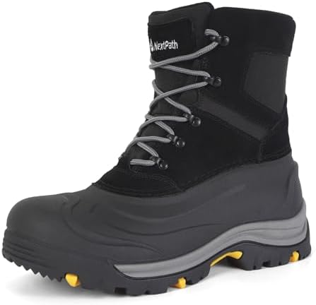Men's Snow Boots, Waterproof Leather Winter Boots for Men