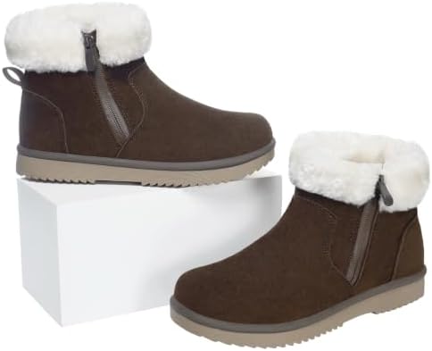 Hsyooes Snow Boots for Women Suede Leather Winter Boots Warm