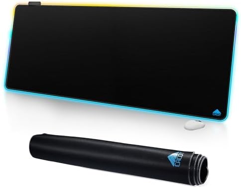 Cacoy 59"x24" Large RGB Gaming Mouse Pad, XXL Non-Slip LED Desk Mat, Black