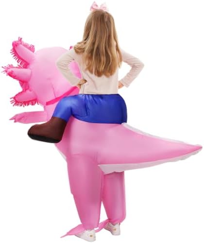 Stegosaurus Inflatable Axolotl Costume for Kids, Ride on Blow Up Costumes Halloween Cosplay Outfit for Girls and Boys