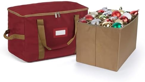 Covermates Adjustable Ornament Storage Bag, 19.25" W x 13" D x 12.5" H, Red