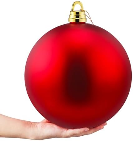 Threan 10 Inch Red Matte Large Christmas Ball Ornament