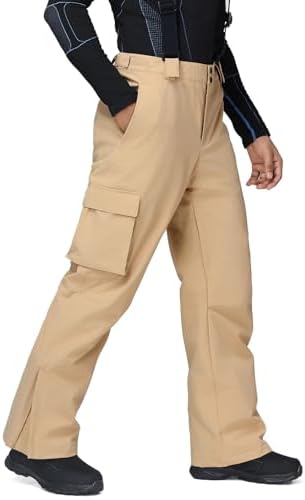 Men's Ski Snow Pants Insulated Waterproof Snowboard Cargo Pants Bibs Regular Fit