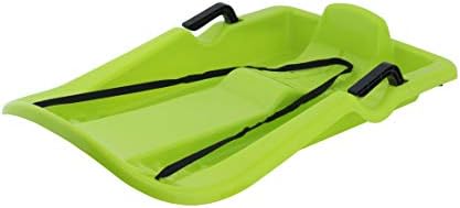 Superio Downhill Snow Sled with Brake Handles for Kids and Adults, 35”, with Pull Rope, Green.