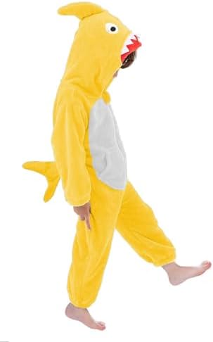 LOLANTA Boys' Girls' Dinosaur Shark Costume Flannel Jumpsuits Animal Onesie