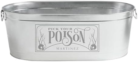 Let's Make Memories Personalized Beverage Tub - Halloween Party - Halloween Decorations - Galvanized Metal Drink Tub - Trick or Treat Candy Bowl - 5.5 Gallons - Pick Your Poison