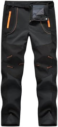 TBMPOY Men's Snow Ski Hiking Pants Waterproof Winter Fleece Lined Pants Camping Skiing Ice Fishing Pants with Belt