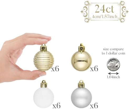 Valery Madelyn Small Christmas Tree Decorations Ball Ornaments 24ct 1.57"