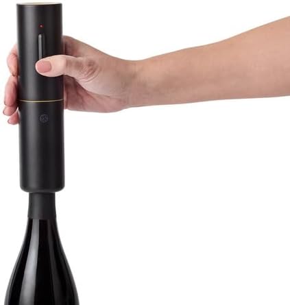 Rabbit 5-Piece Electric Wine Set with Automatic Corkscrew, Aerator, Foil Cutter, Vacuum Preserver, Charging Base, Black and Gold