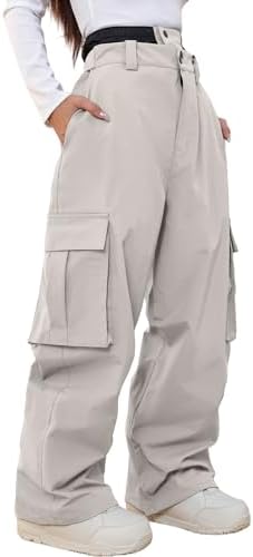 Women's Baggy Snow Snowboard Pants Loose Fit Cargo Ski Pants Bibs Insulated