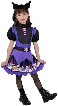 Hello Kitty and Friends Kuromi Official Youth Halloween Dress - Premium Quality Printed Dress with Headband