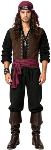 10Pcs Men Medieval Viking Pirate Renaissance Costume