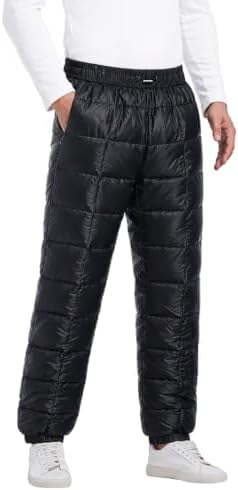 Down Pants, Men's Winter Warm Loose Utility Puffer Pants, Outdoor Insulation Compression Ski Snow Pants
