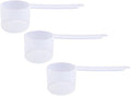 60cc Long Handle Measuring Scoop (4 Tablespoon / 1/4 Cup / 2 oz) - Heavy-Duty Plastic Spoon for Powders, Protein, Coffee, and Baking, 3-Pack