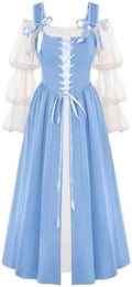 Wenrine Renaissance Costume Womens Lace Up Corset Halloween Medieval Dress