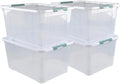 4-Pack Clear 80 L Rolling Plastic Storage Bins with Latching Lids