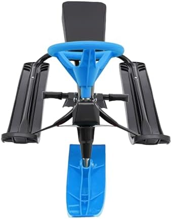 Snow Racer Sled for Kids, Ski Sled Slider Board with Steering Wheel, Soft and Large PU Seat, Twin Brakes for Children Aged 3-15 Years Old & Adults