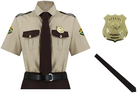 Men Super State Troopers Costume Highway Patrol Uniform Hat Badge Sheriff Mustache Glasses Halloween Party Outfit