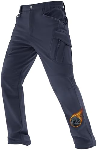 TACVASEN Men's Winter Snow Ski Pants Fleece Lined Waterproof Work Tactical