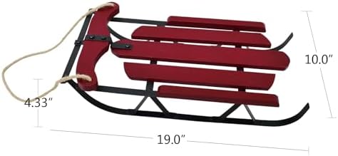 Christmas Wooden Sled Decoration Red Vintage Wood Decorative Wall Hanging Sled Christmas Holiday Decor Wooden Decorative Old Fashioned Sled Metal Sled with Natural Jute Rope Accent Burgundy