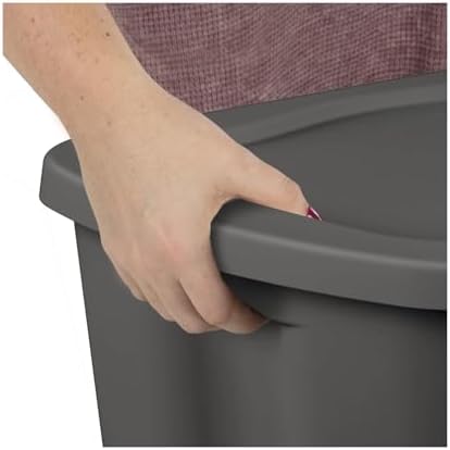 18 Gal Storage Bins 8-Pack, Plastic Totes with Snap-On Lids, Black